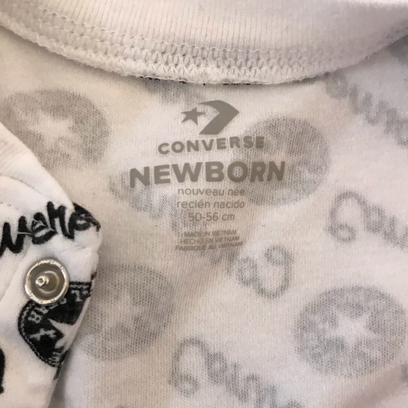 Converse Logo Script Footed Coverall Baby Onesie - Picture 6 of 7